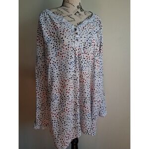 Faithful & True Mantaray Womens 26 Tunic Top White Blue Red Teardrop Print